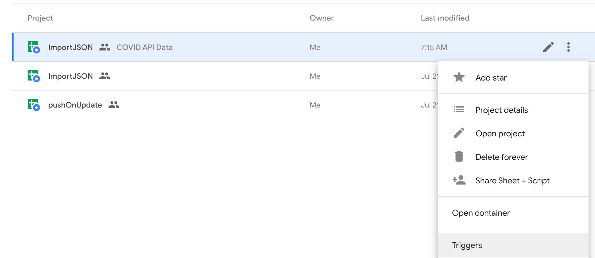 Trigger Menu Trigger Menu