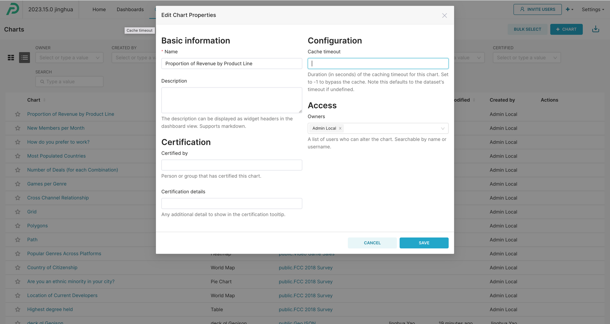 Disable specific chart caching in Preset and Superset