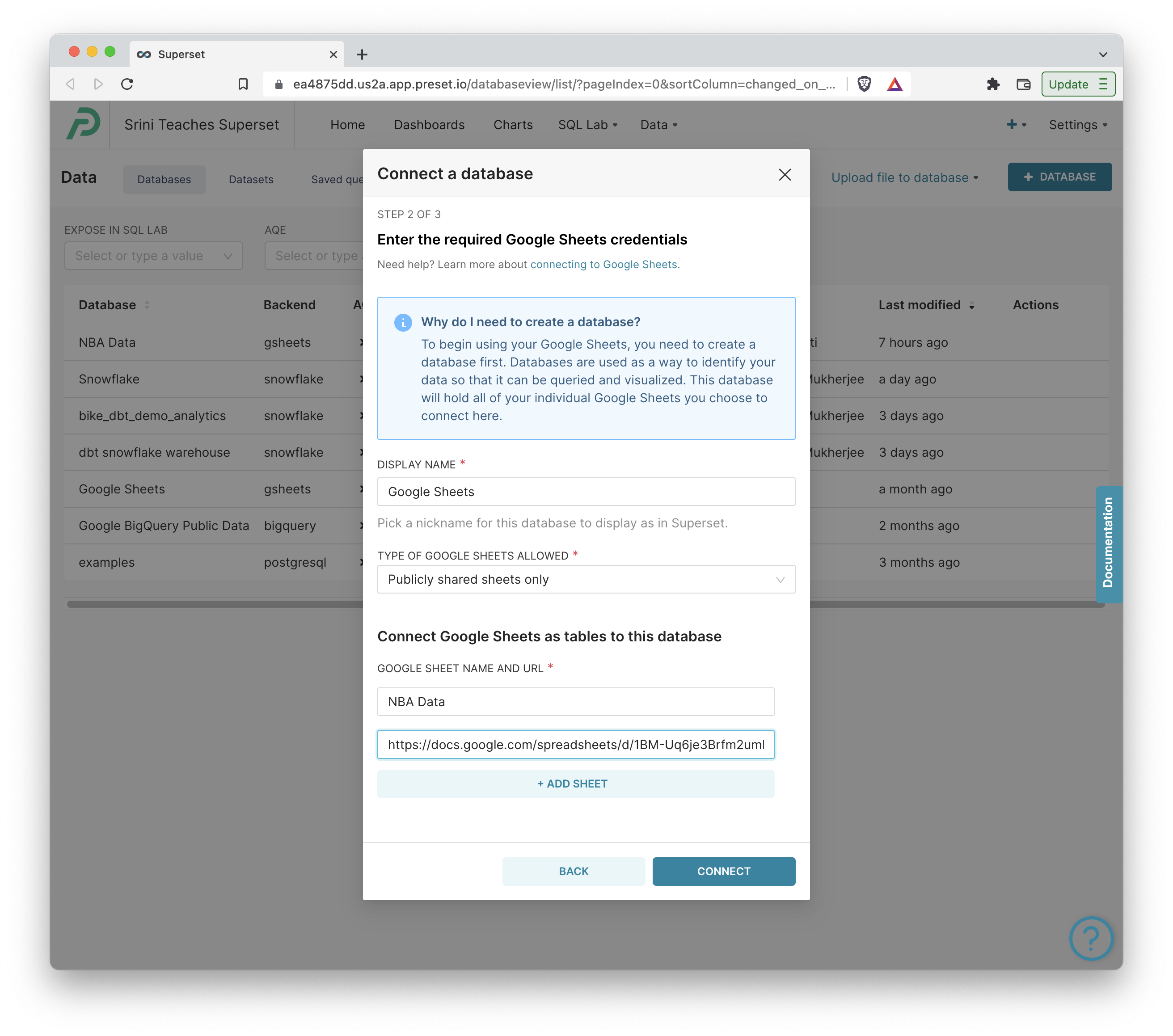Preset Google Sheet Spreadsheet