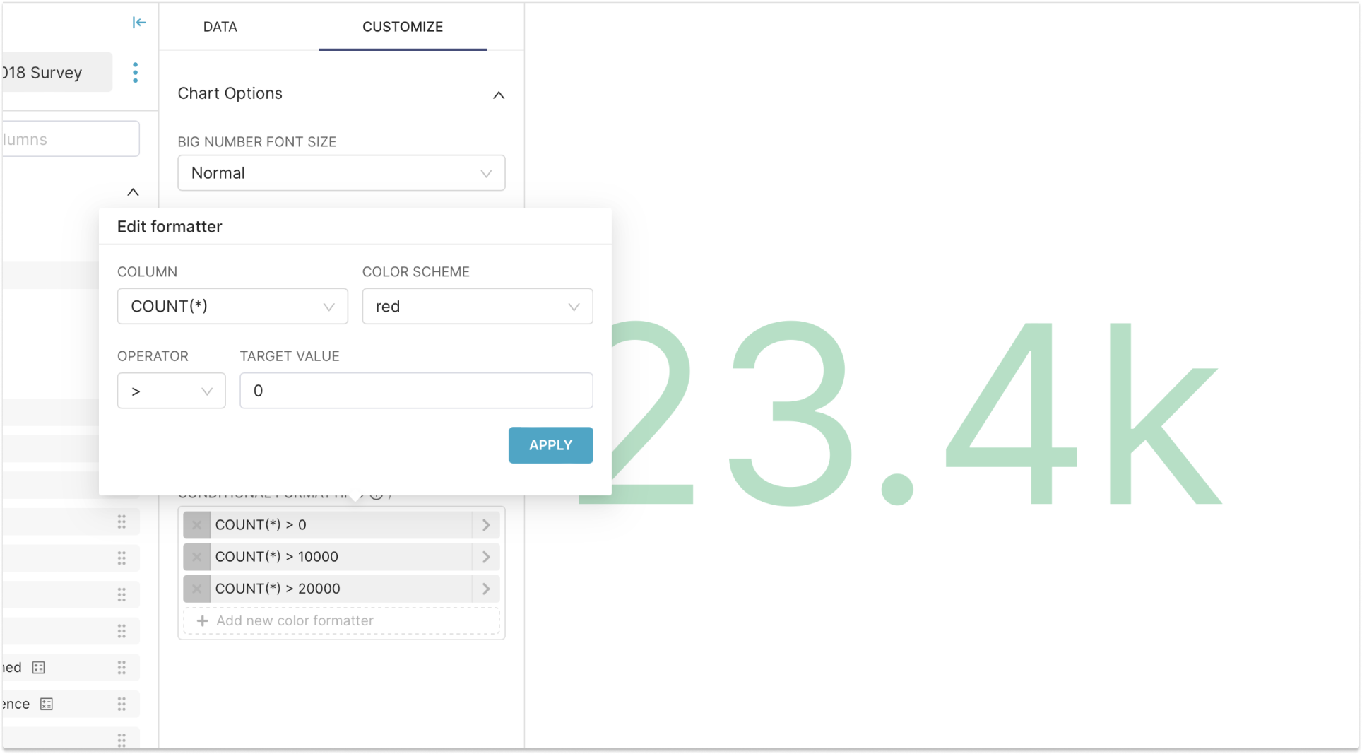 Big Number Chart conditional formatting