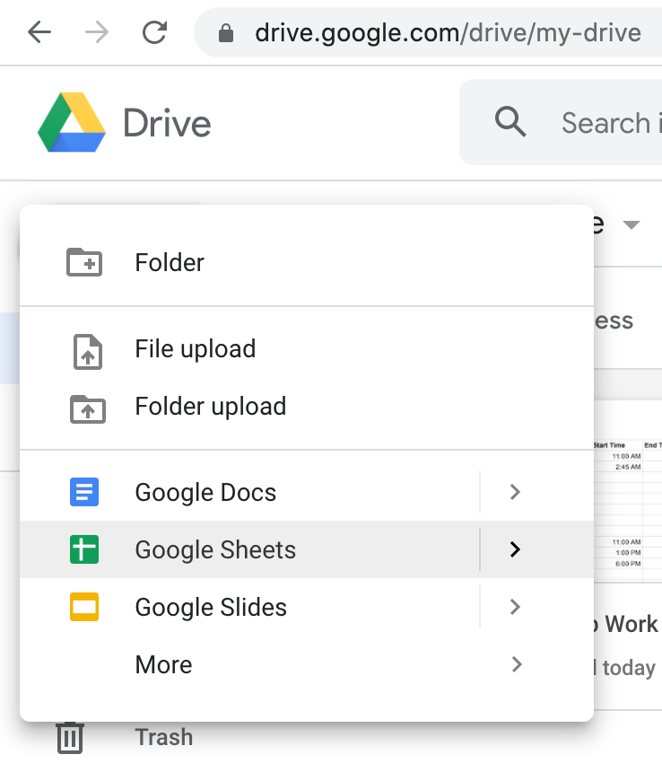 New Google Sheet New Google Sheet