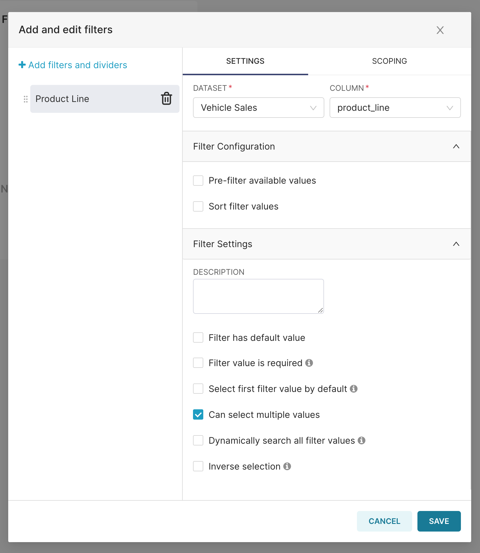 select save prod line