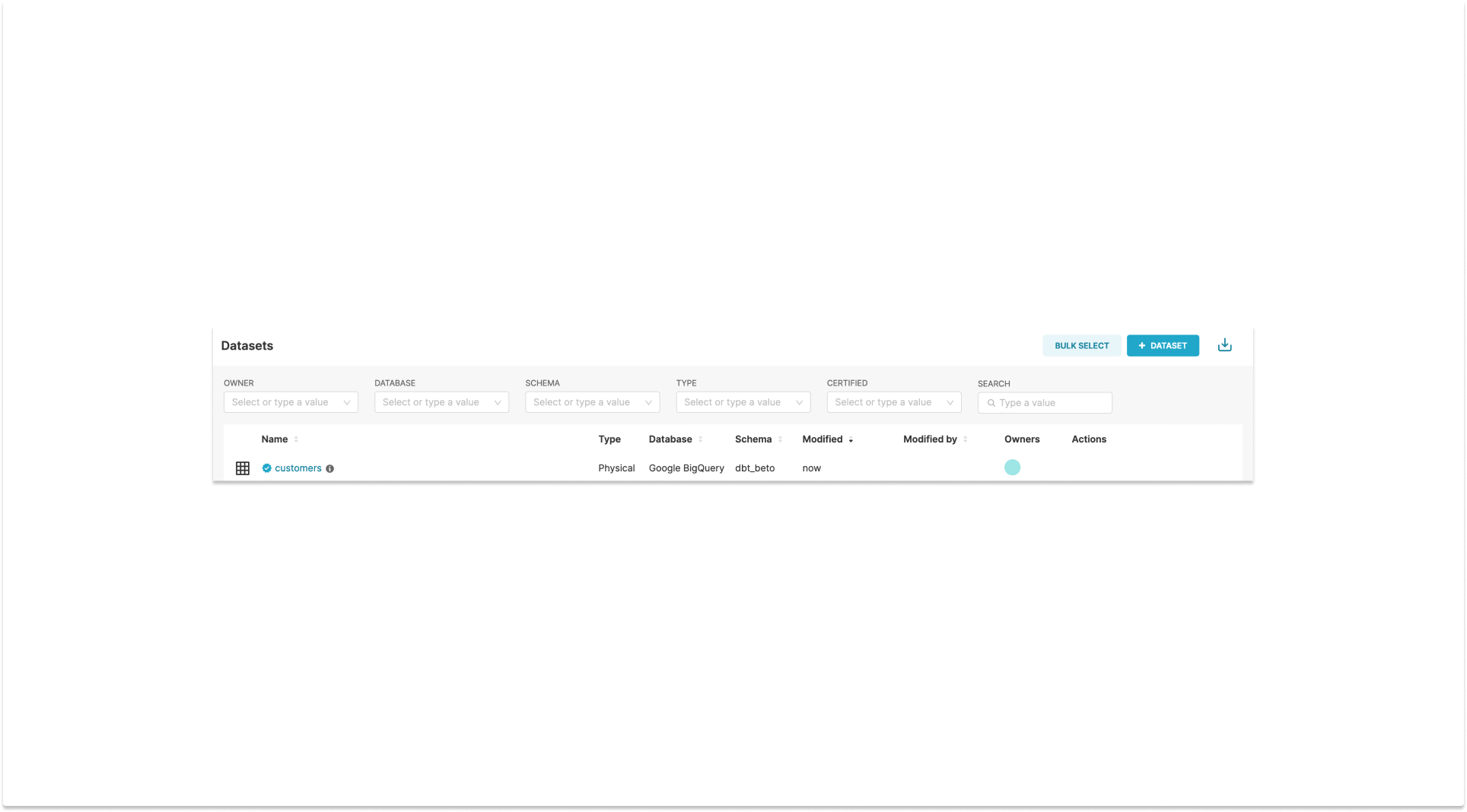 dbt cloud - Preset dataset