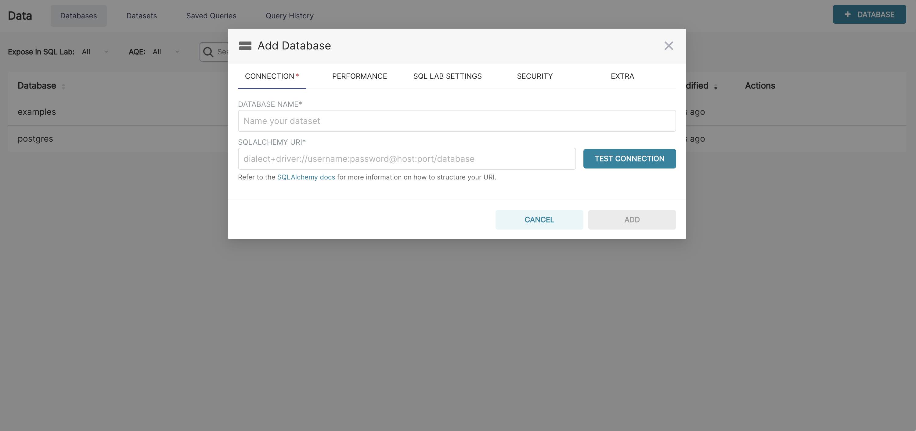 Add Database Screen After