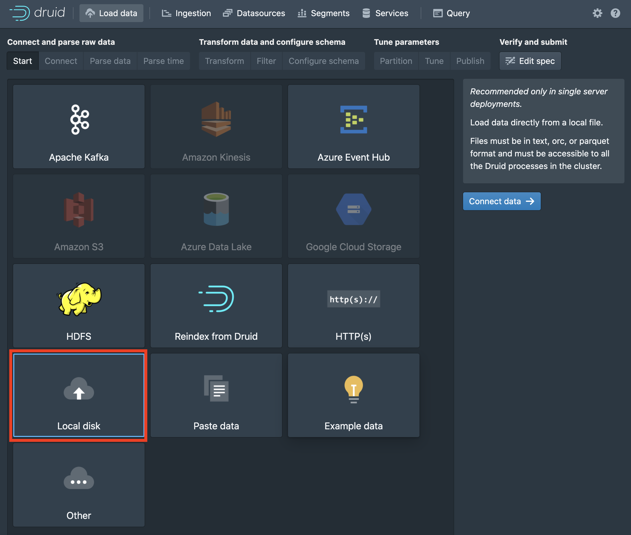 druid load data start