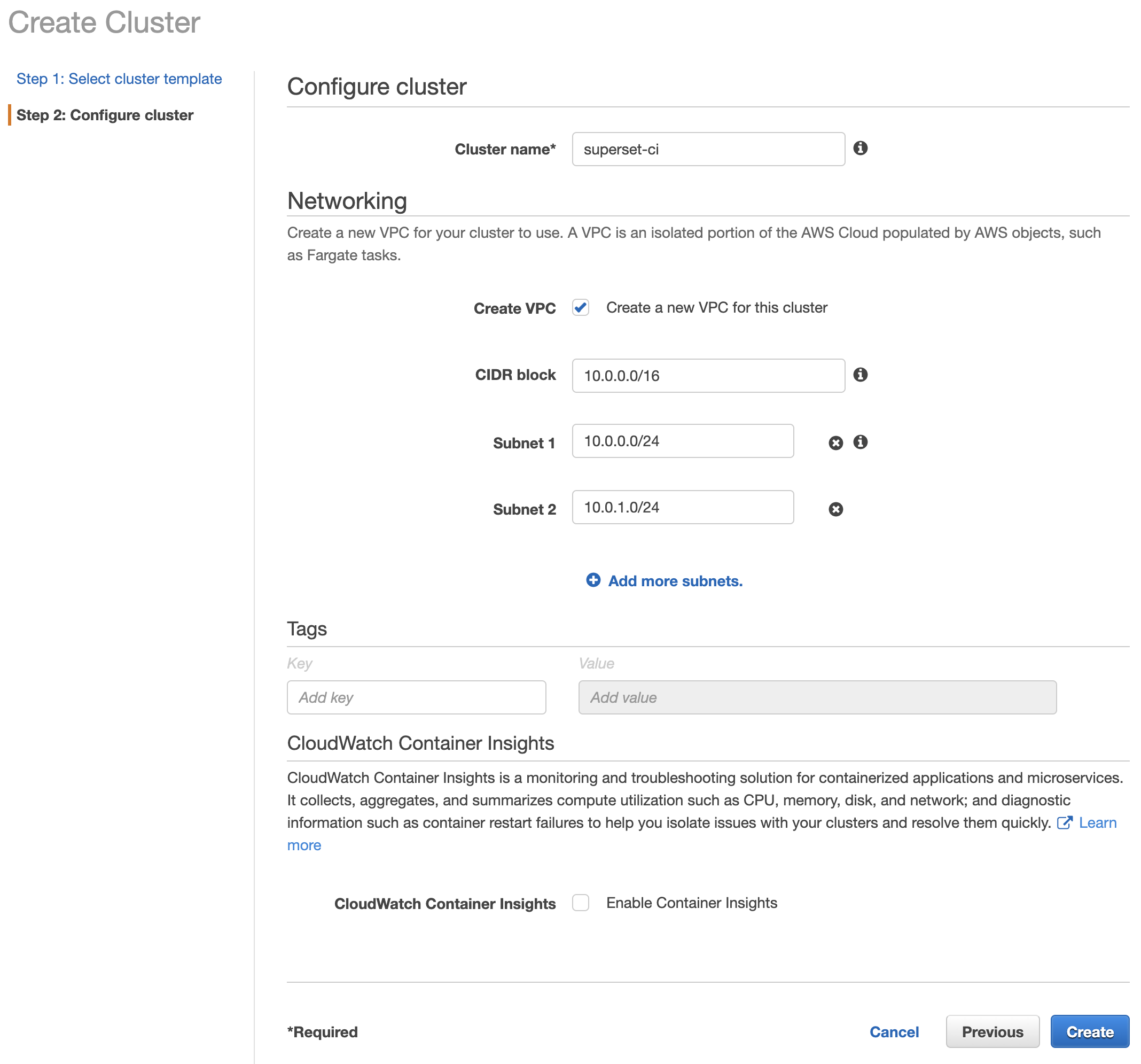 ECS: cluster options