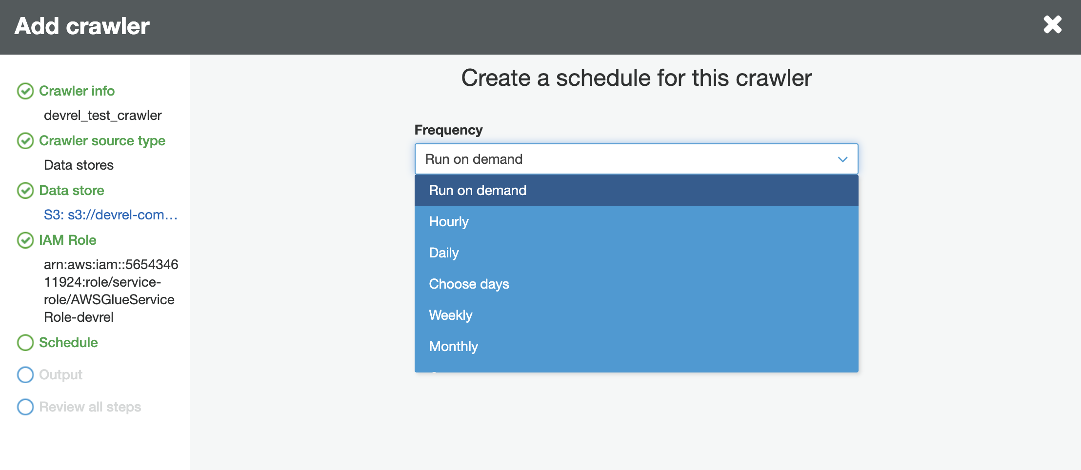 glue crawler schedule