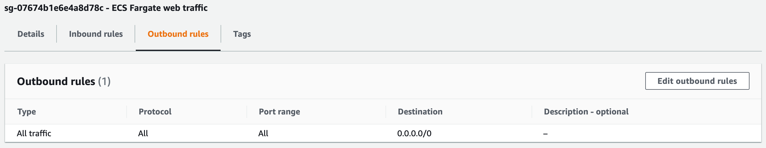 Security group: outbound